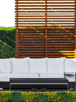 Sofá Monica, tejido para exterior + tela Sunbrella