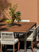 Mesa Treviso, cubierta madera Bojomah, 150x150x75h